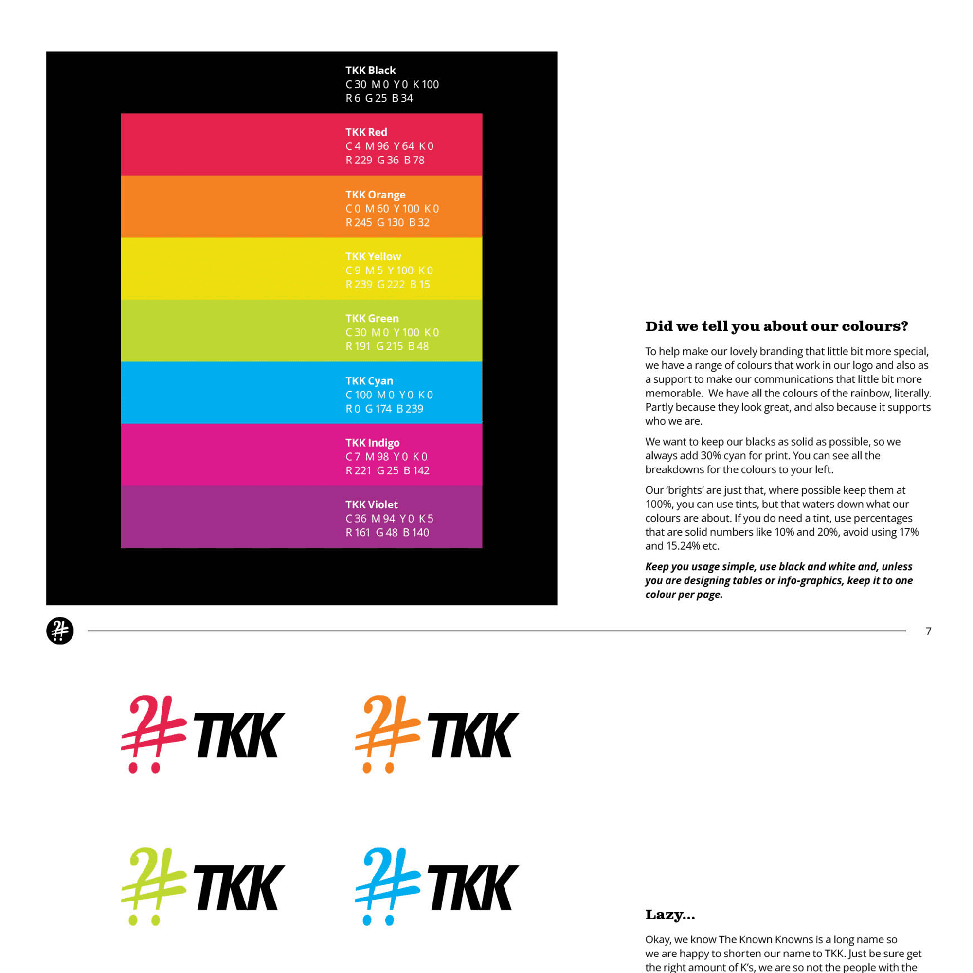 Image of colour break downs of the brand