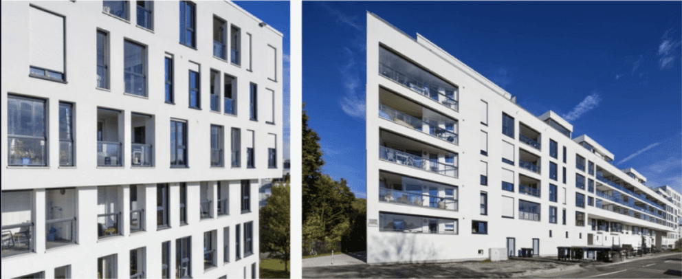 modern open lounge with palm trees outside