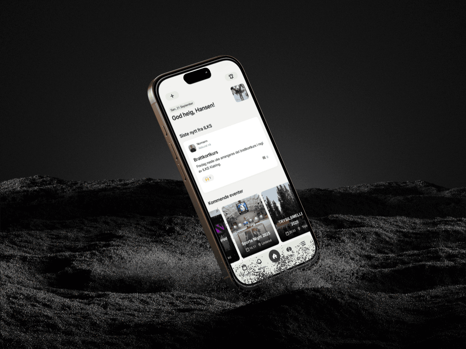 a black cellphone with a white letter on it