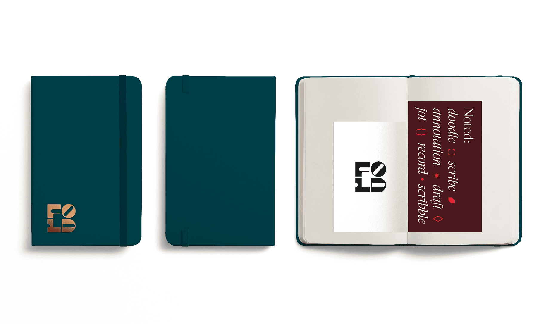 A moleskin notepad for the fold in green.