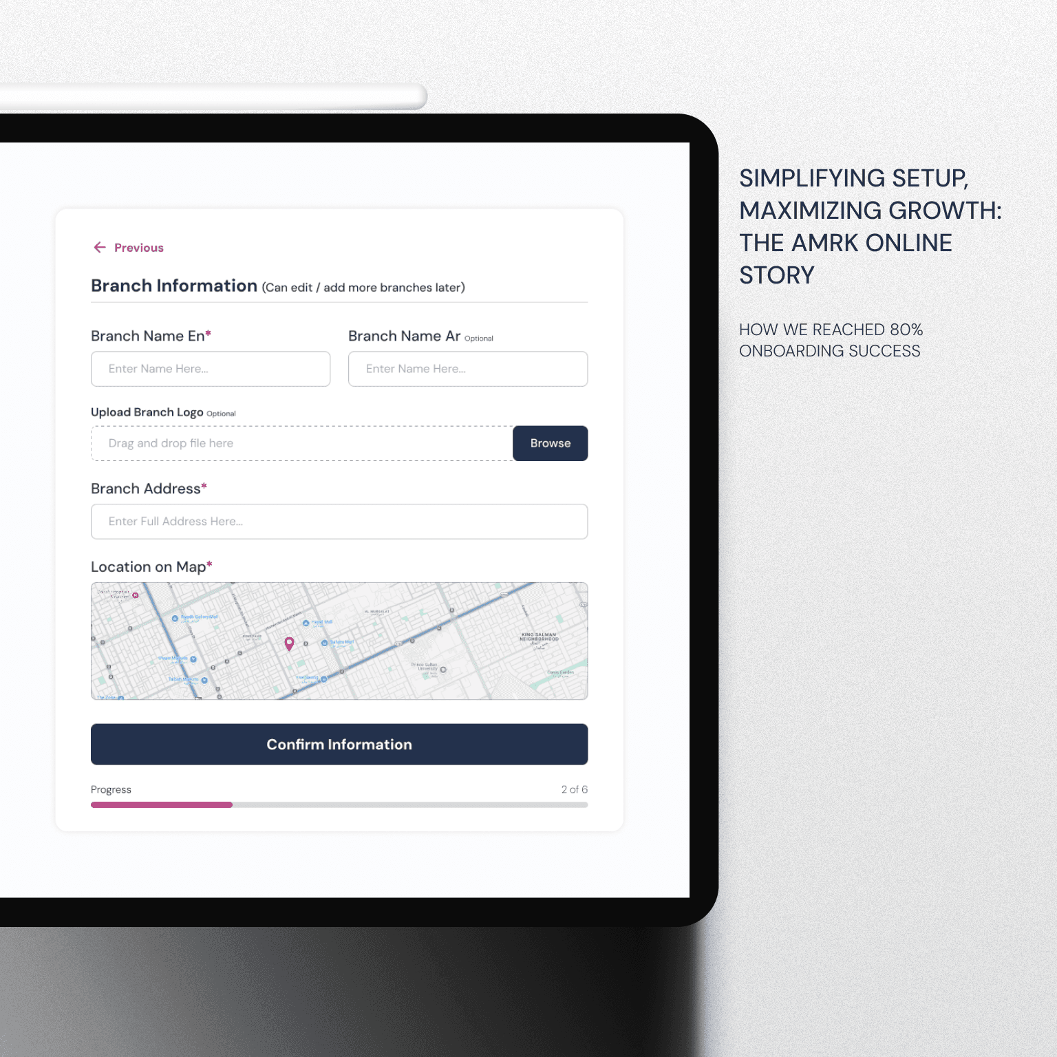 project cover for Amrk Online onboarding process.