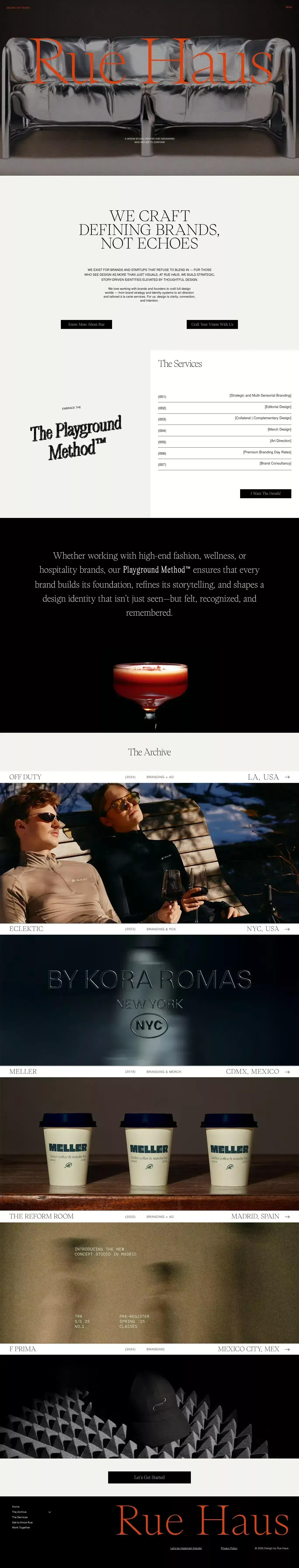 Rue Haus portfolio page screenshot showcasing Advertising and Design design