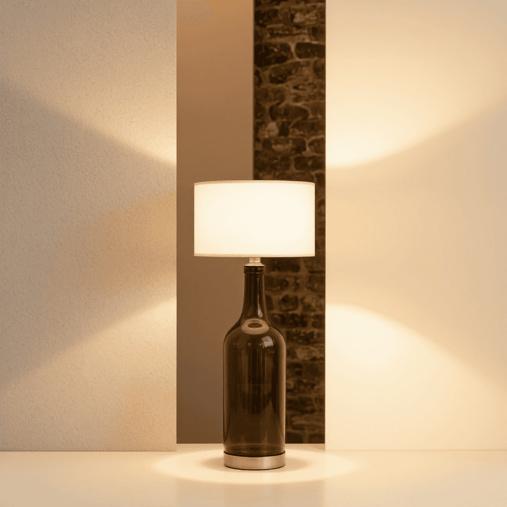 product photography of a decorative lamp designed to fit various bottles