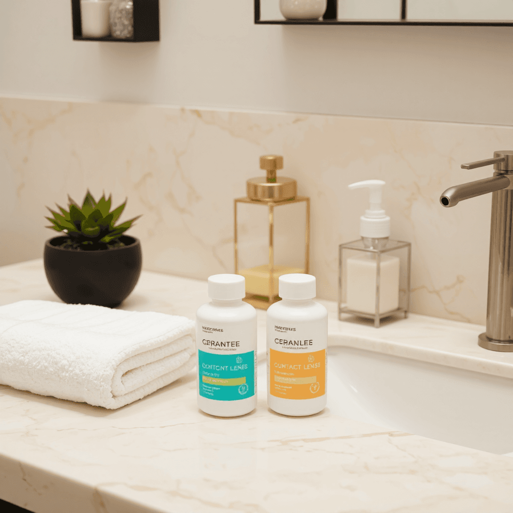 product photography of two bottles of contact lenses