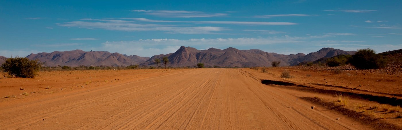 The corrugated surface of a Namibian gravel road