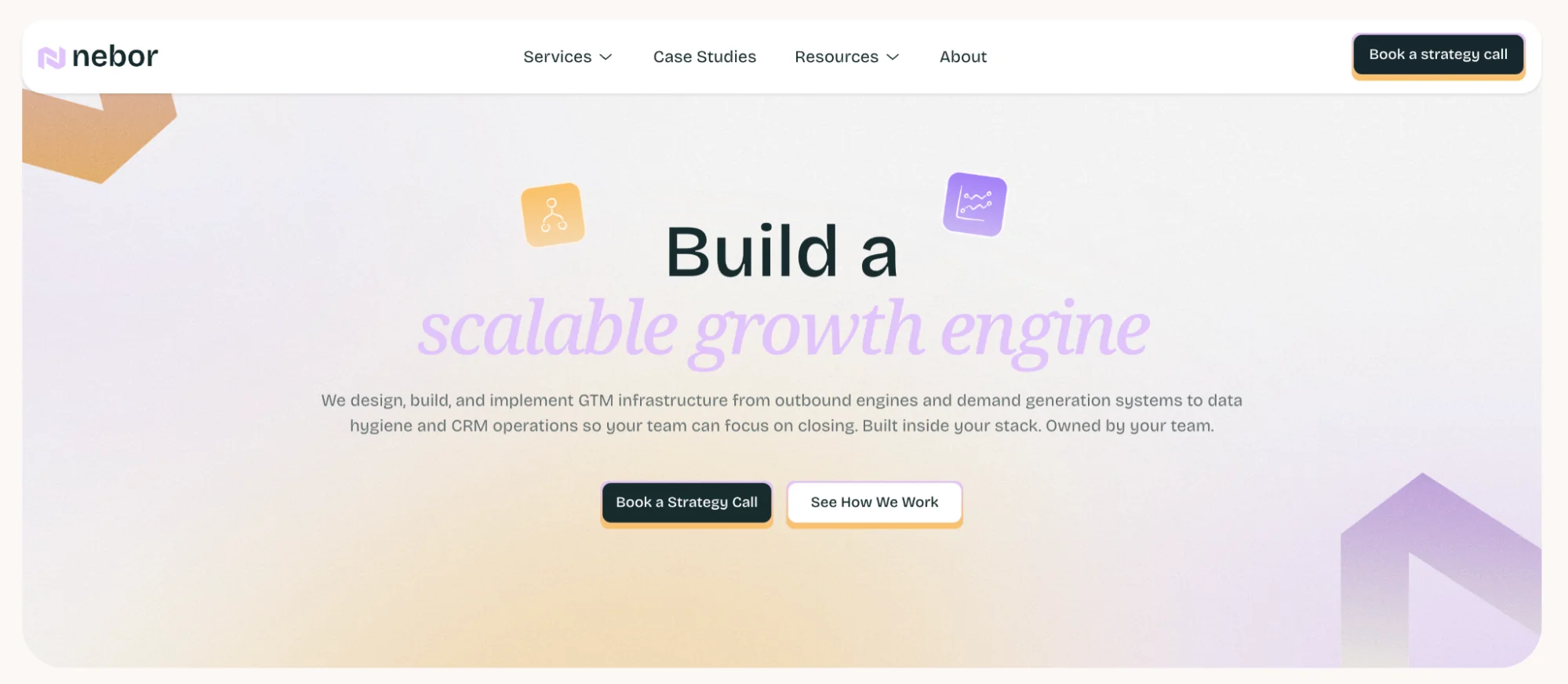 Nebor homepage: B2B GTM systems and sales automation agency