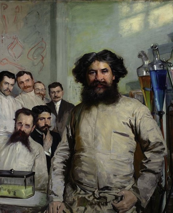 Portrait of Dr. Ludwik Rydygier with his assistants, painted by Leon Wyczółkowski in 1897