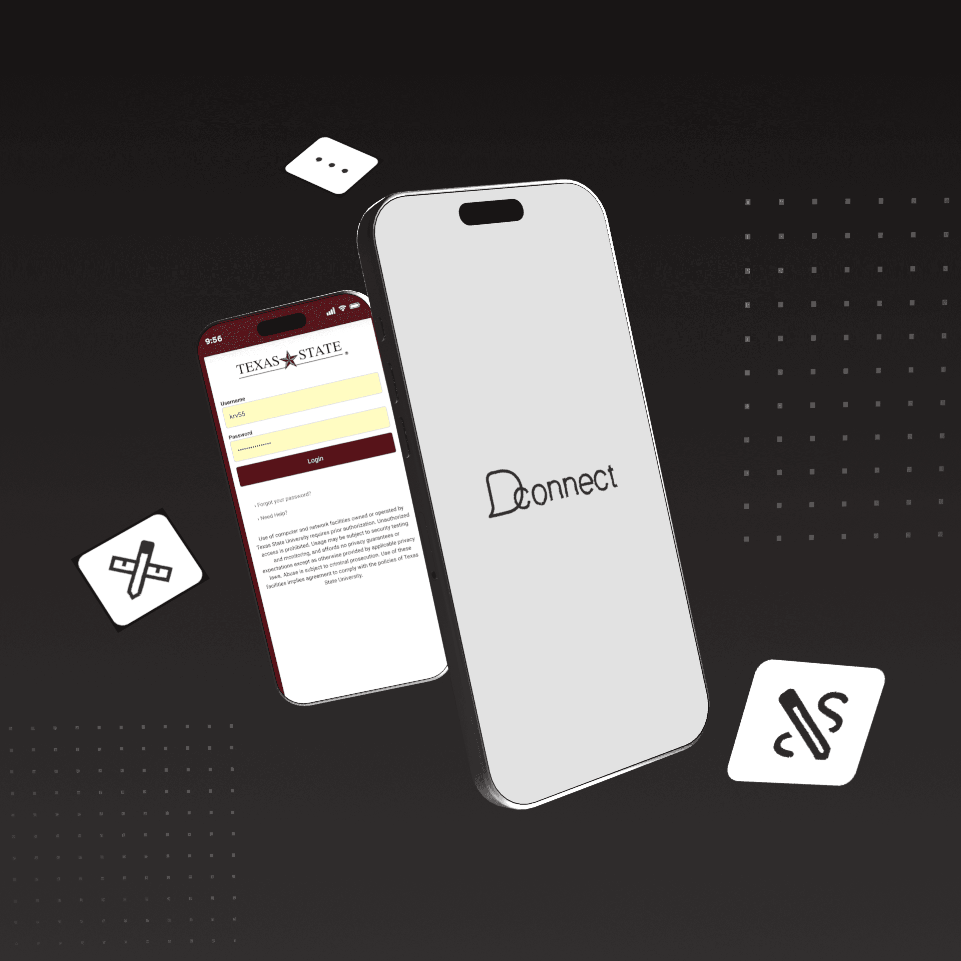 A render of phones displaying DesConnect features.