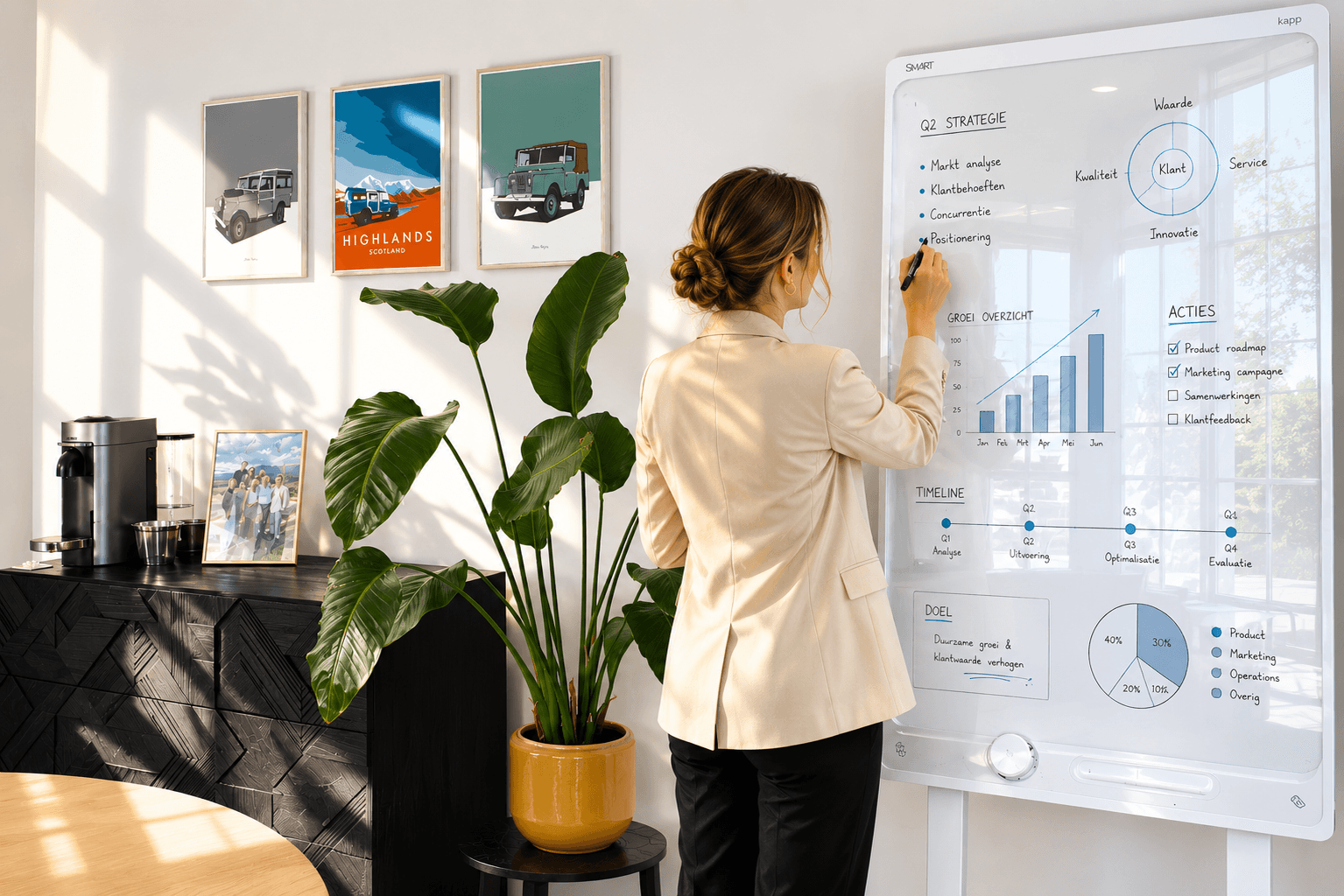 man drawing on dry-erase board