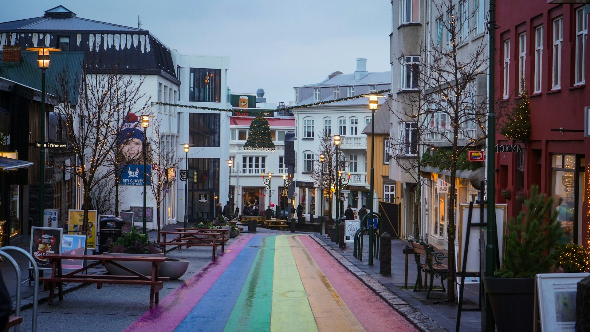 Rainbow Street on Skólavörðustígur in central Reykjavík.