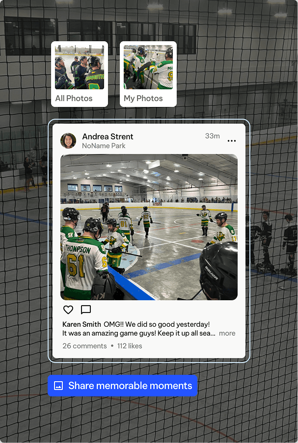 Image that showcases photos and videos the scheduling feature of TeamLinkt's mobile app