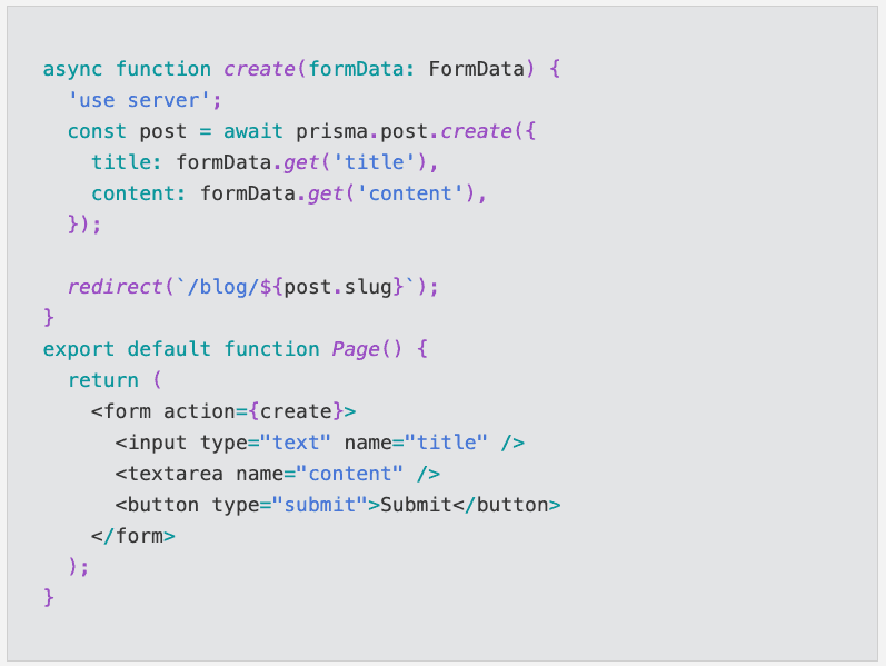 Sample code for Server Action