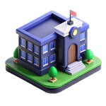 3D isometric school building illustration - Pest control services for educational institutions and schools