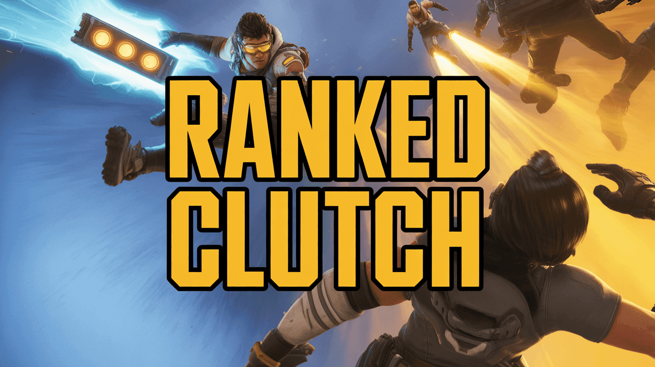 Apex Legends hero power sliding with glowing shield battery and RANKED CLUTCH headline