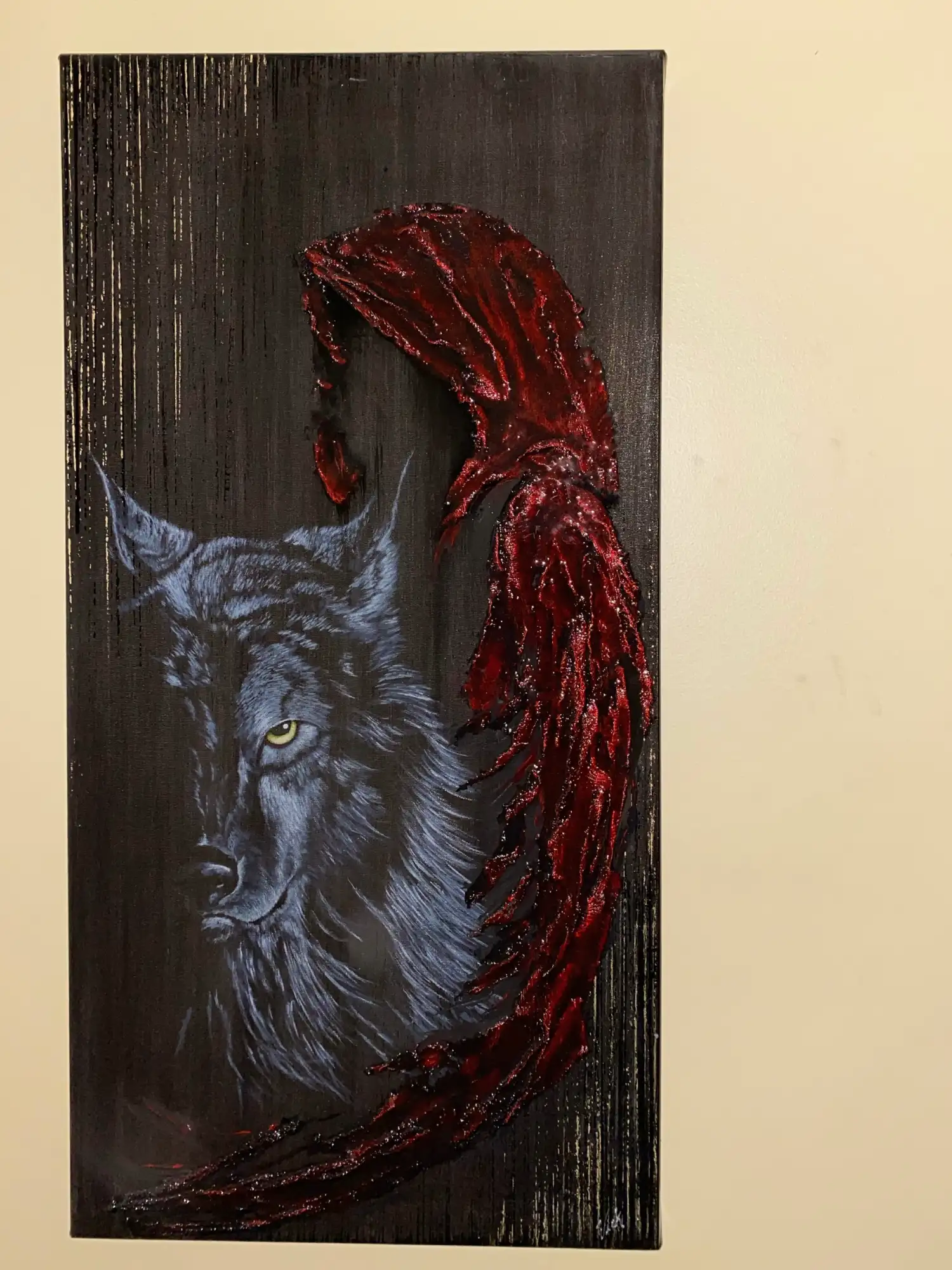 Mythique une toile qui met en scène un loup