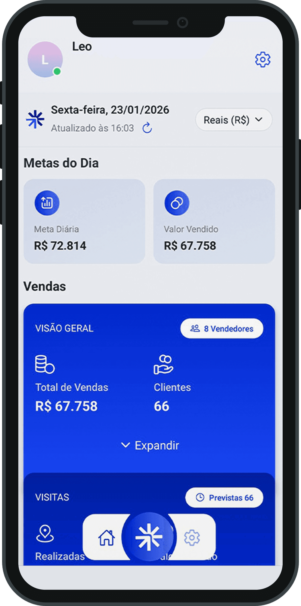 Imagem do aplicativo Flexx Lead com janelas amplificadas exemplificando os features principais