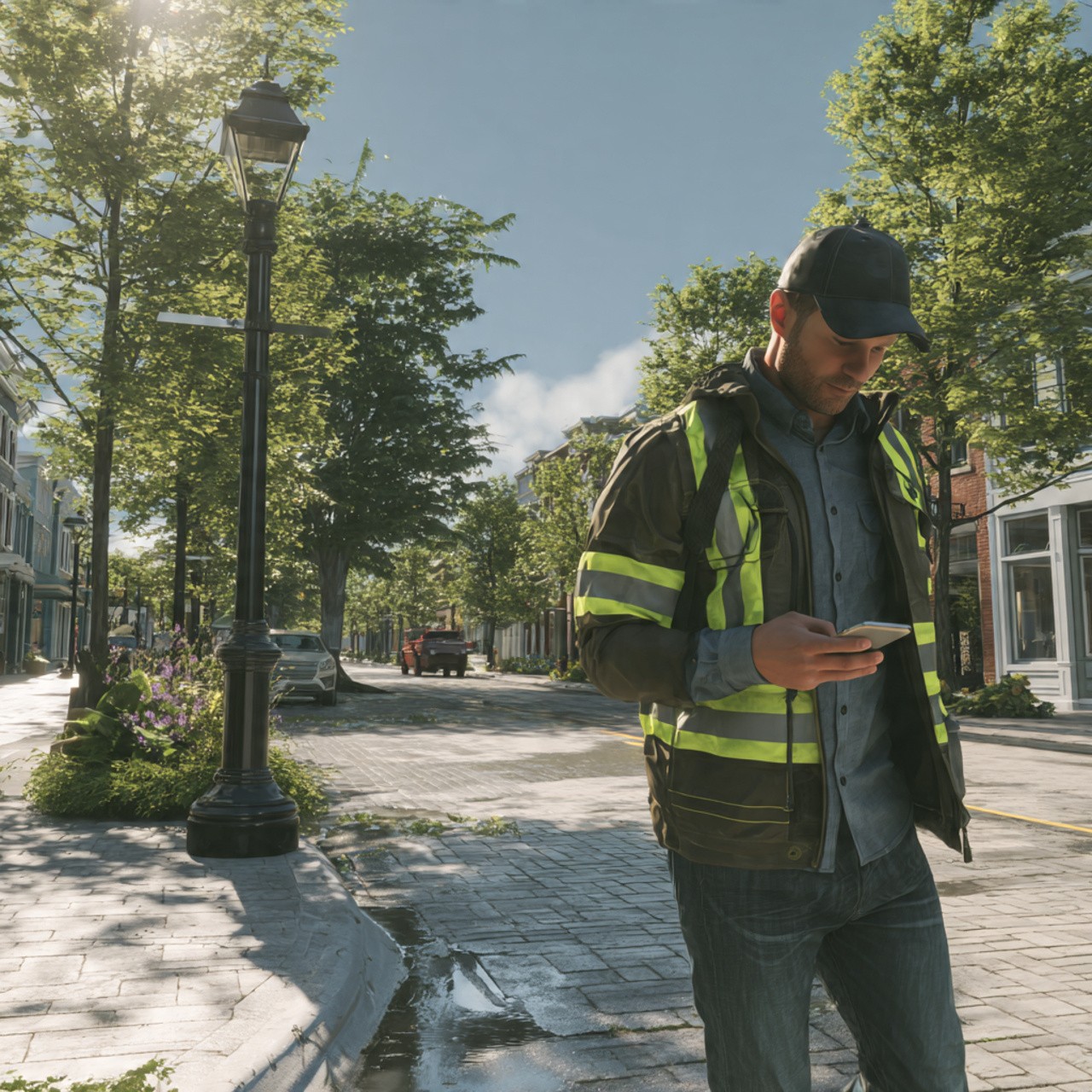 Man using Tyros® mobile app to report an incident in real time for security and operational management