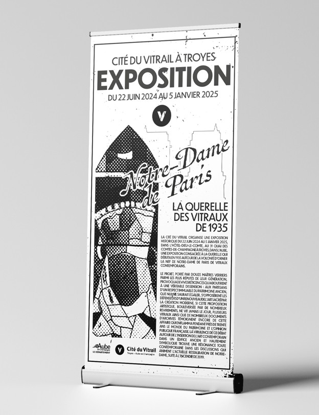 Kakémono Roll-Up, de l'Exposition à la Cité du Vitrail à Troyes.