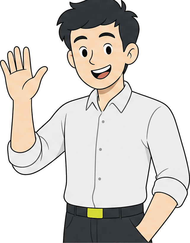 Illustration: Ansprechpartner winkt