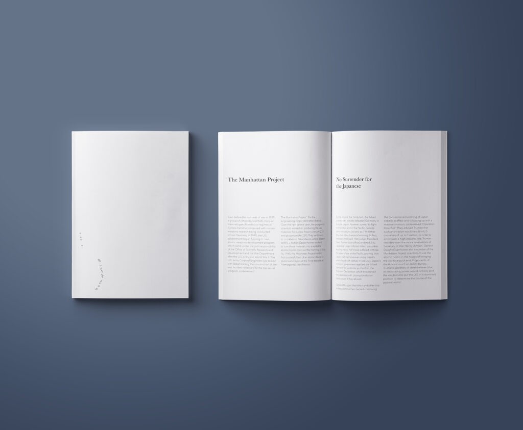 book with text about The Manhattan Project and No Surrender for the Japanese