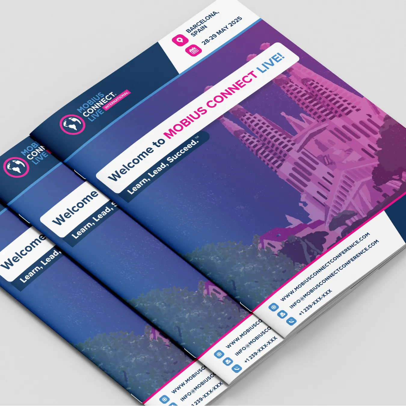Event program guide brochure for Mobius Connect Barcelona