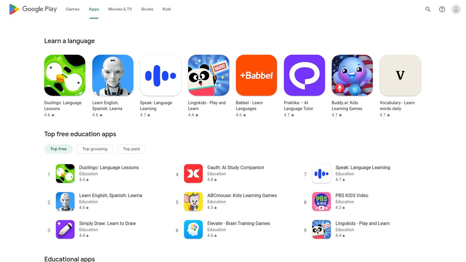 Google Play Store (Education)