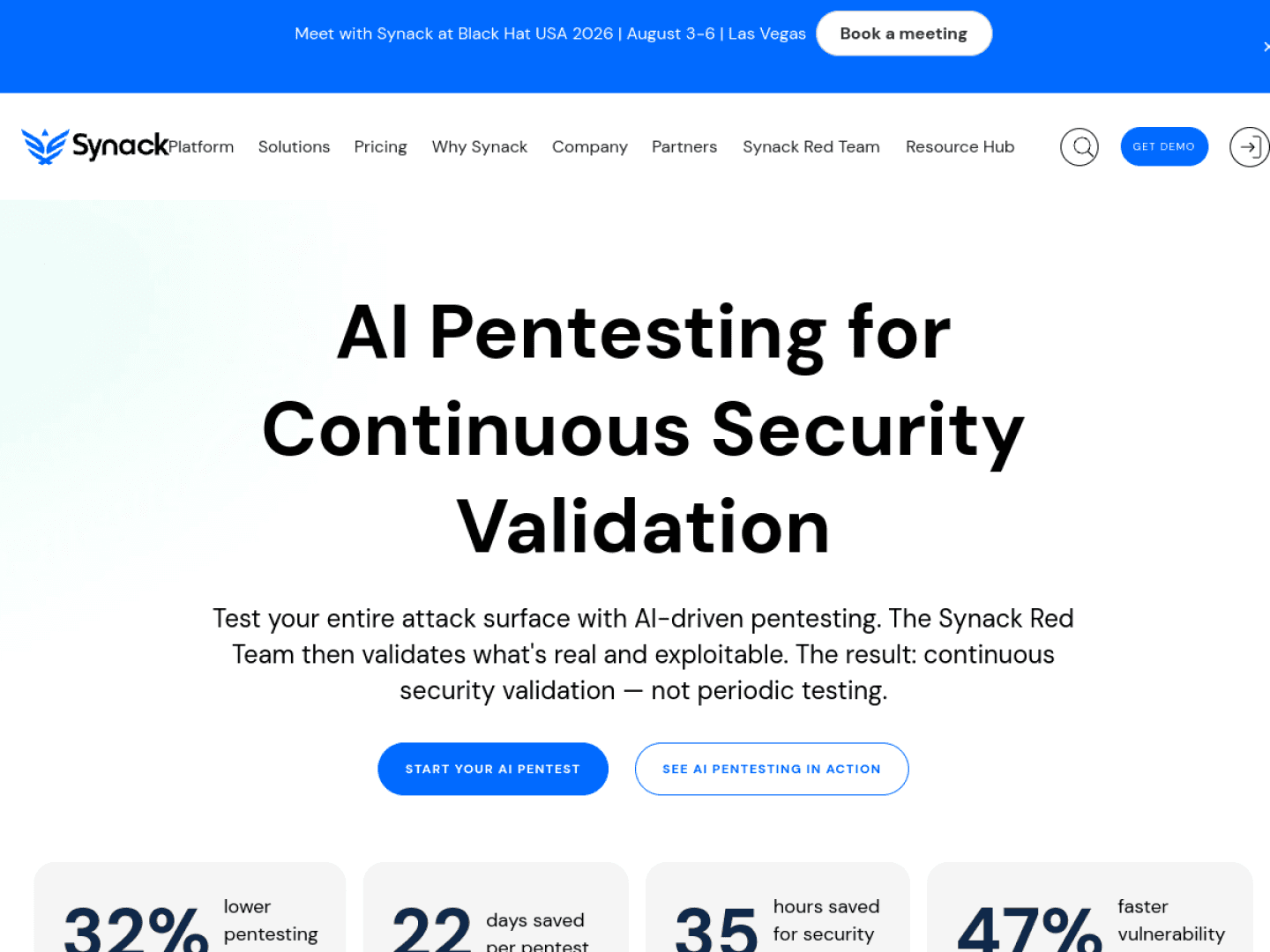 Synack homepage at a 1440-pixel desktop viewport