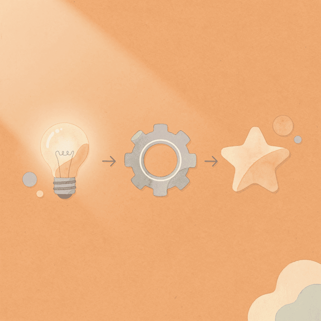 Three icons showing transformation from technical complexity to search visibility to reaching buyers