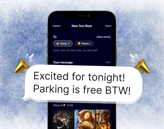 Text blast on phone with football field background 