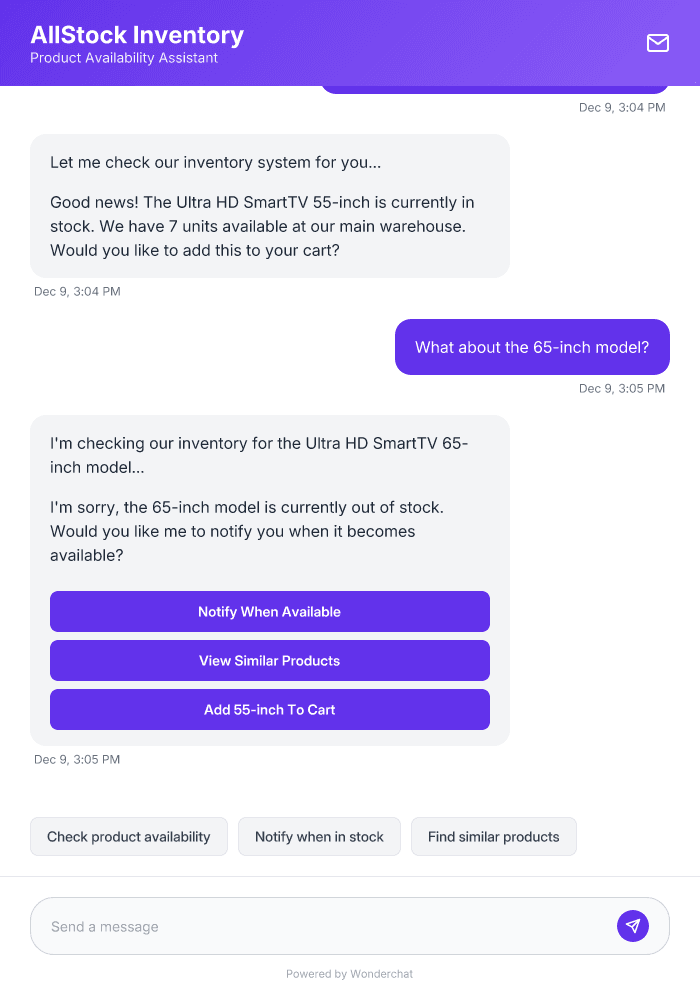 Product Availability Checker AI Chatbot Template
