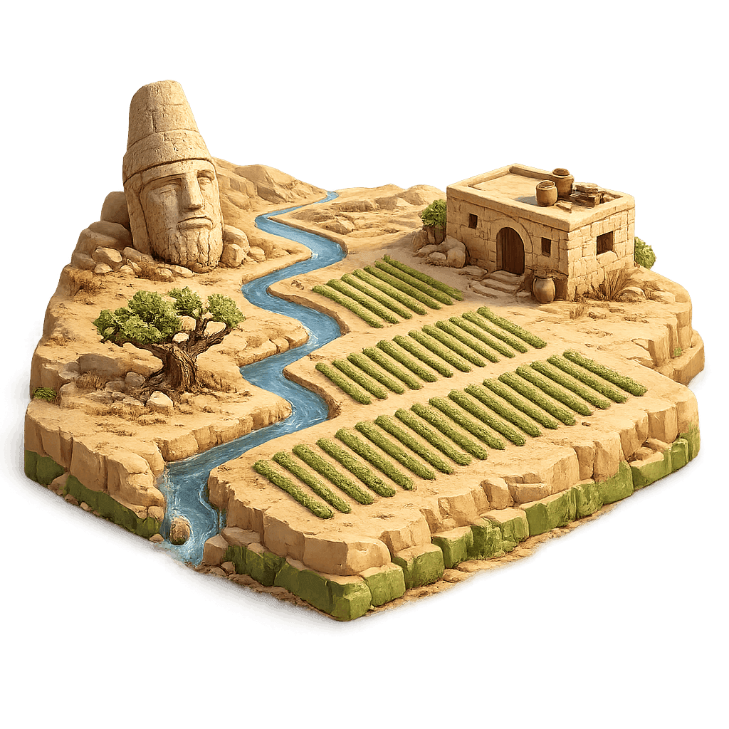 Artistic illustration of the Southeastern Anatolia wine region.