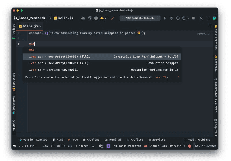 A code snippet in IntelliJ.