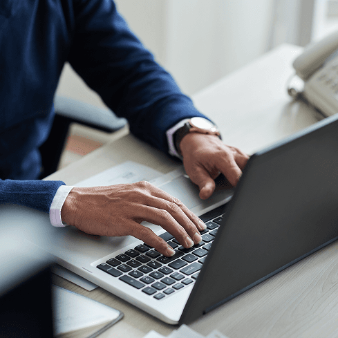 laptop and hands