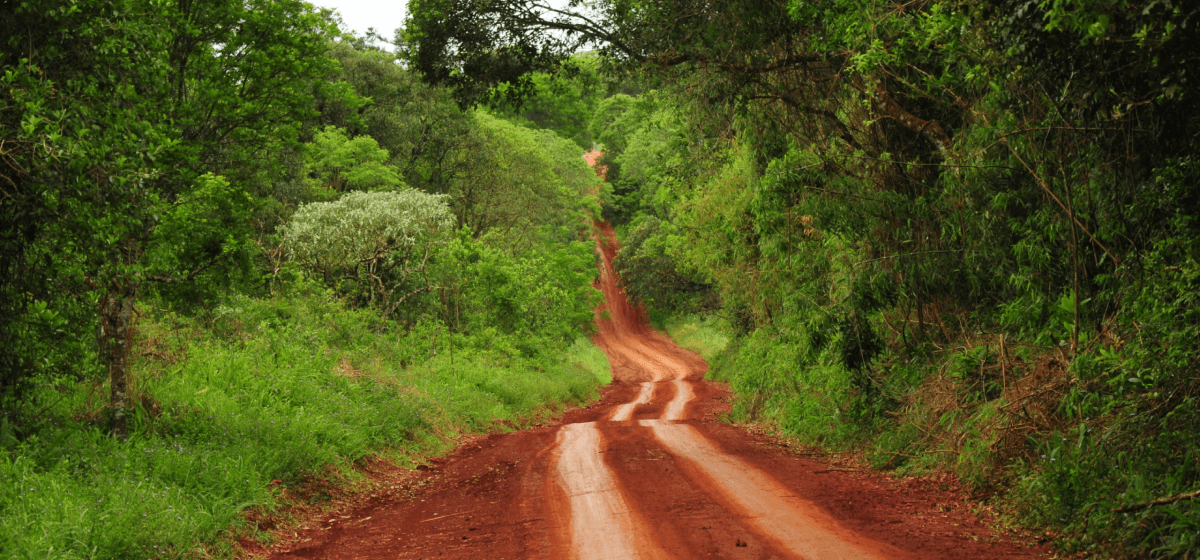 ruta de tierra roja