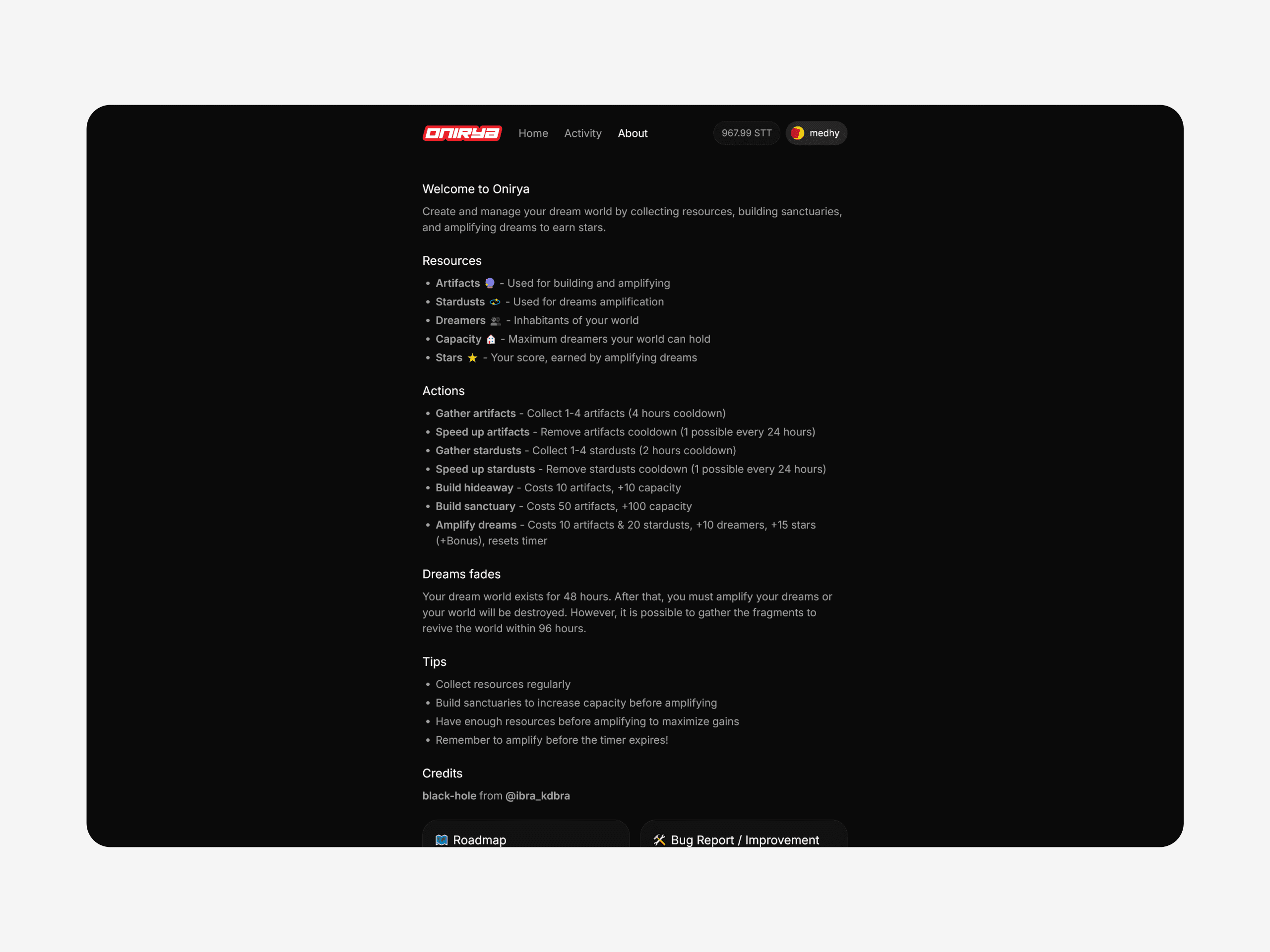 Landing - Dark version