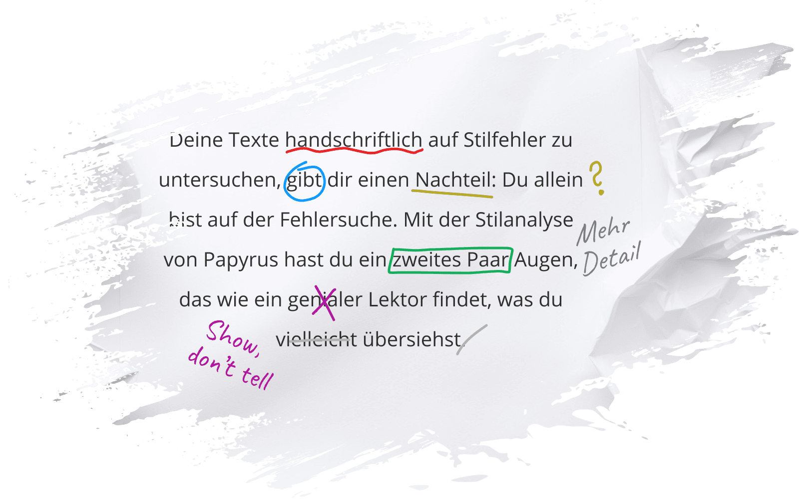 Textarbeit auf Papier