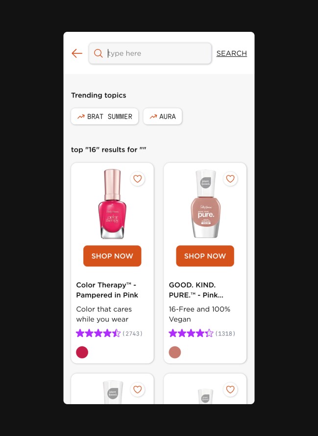 Trending search design for Sally Hansen by Same Same
