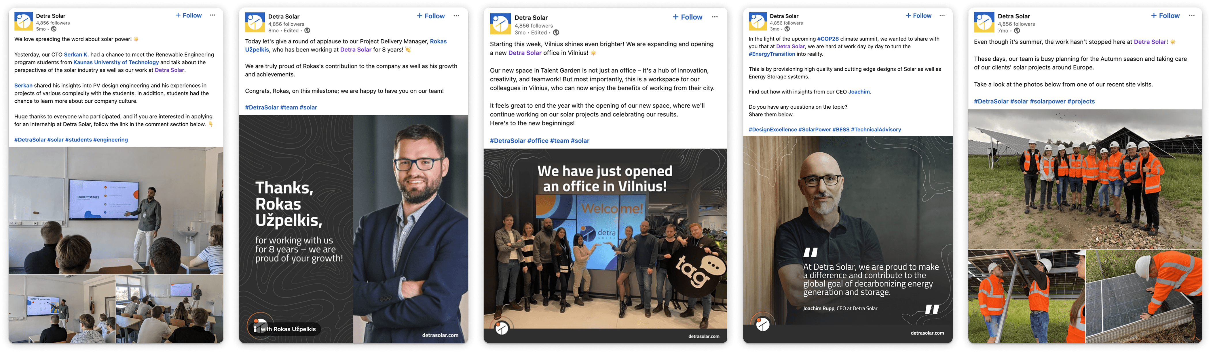 Detra Solar LinkedIn posts