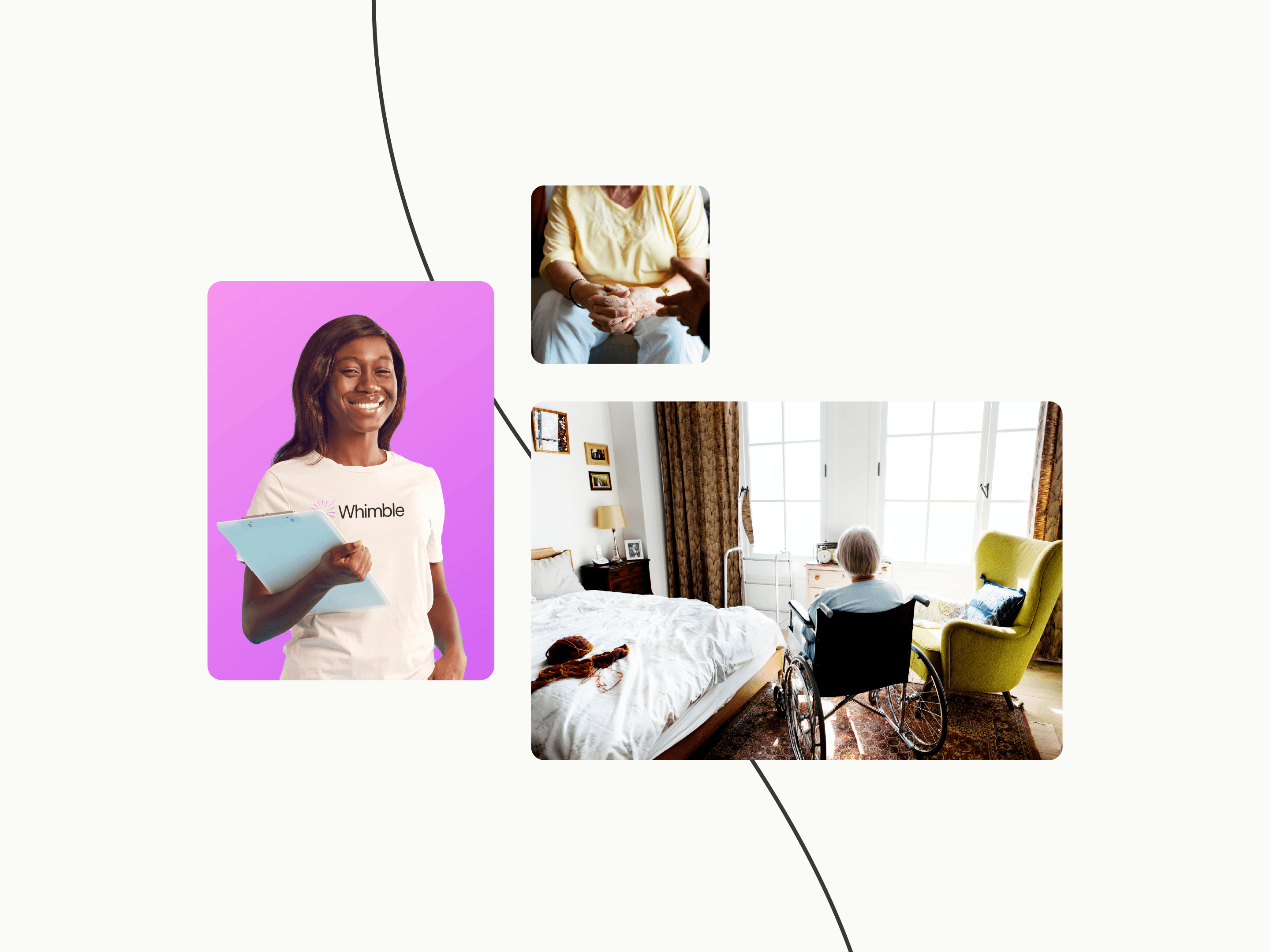 Collage of a Whimble attendant and home care visit images