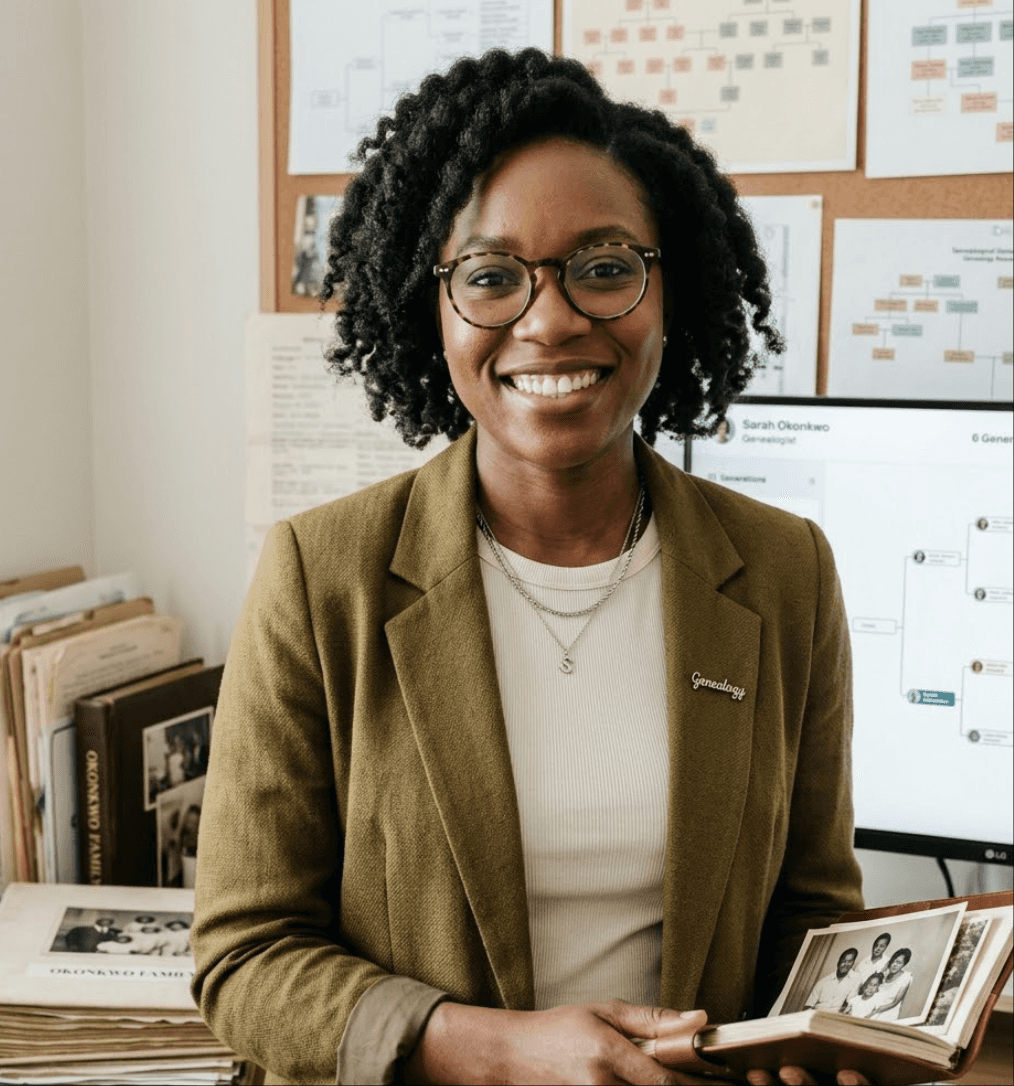 Genealogy researcher using a tree chart maker for mapping multi-generational family history