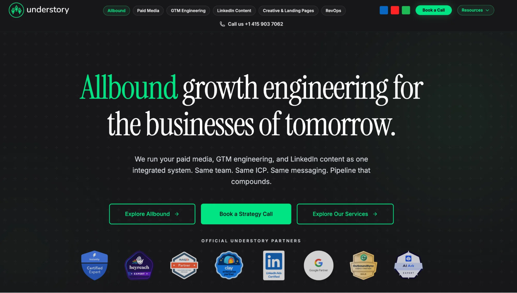 Understory homepage: smart outbound and signal-monitoring agency