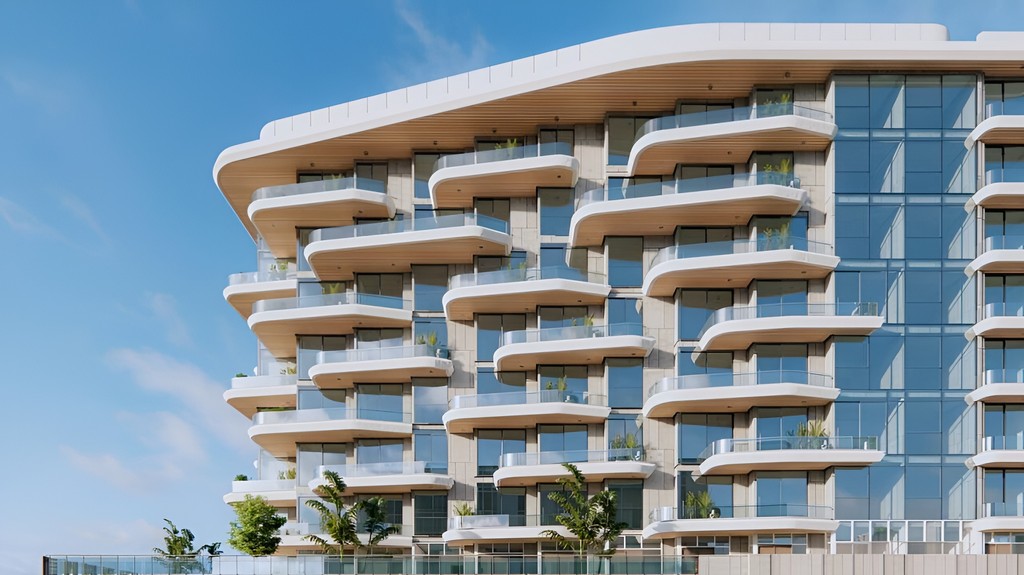 Blue Marina, a contemporary apartment complex in Dubai, featuring sleek design and luxurious amenities.