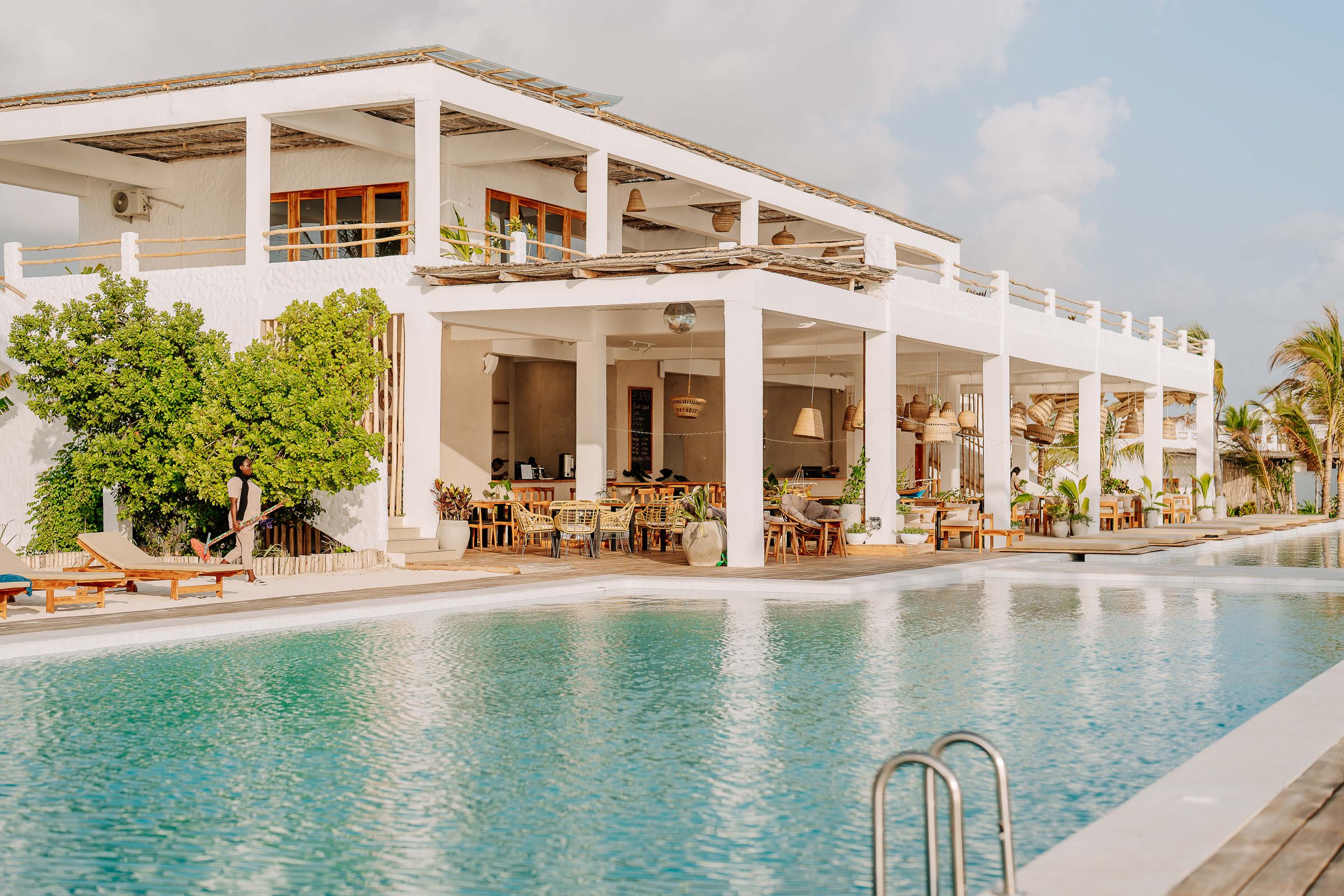Beachfront resort pool in Jambiani, Zanzibar, Tanzania