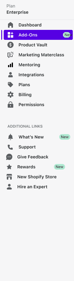 mockup of navigation bar used in the app 