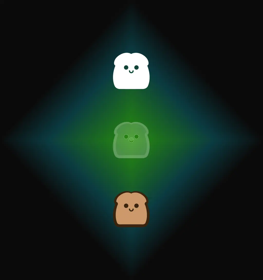 Set of animated token icons showing the Toastcoin identity system for crypto-inspired interface design.