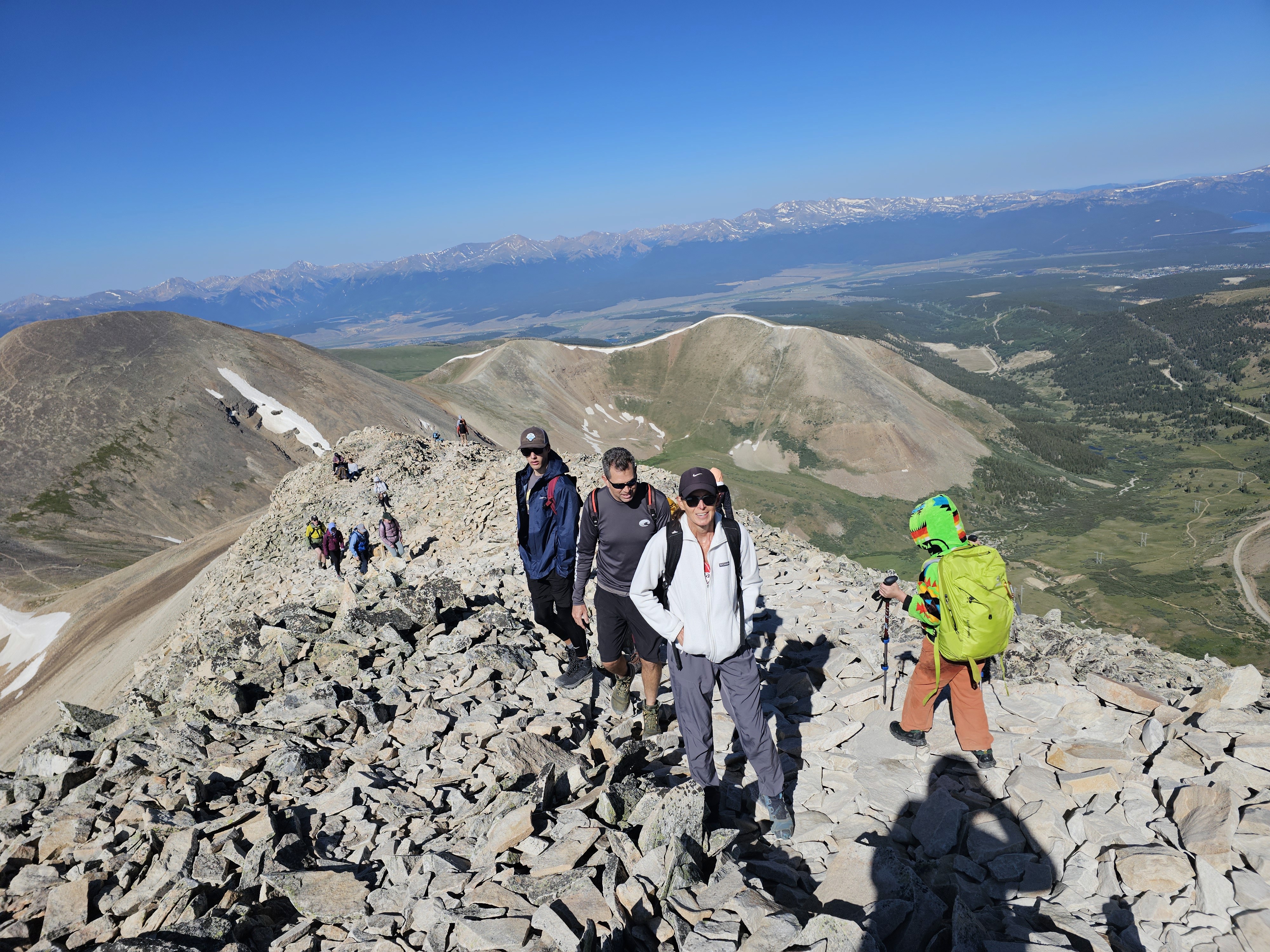 Trekkers work toward the summit of Sherman Peak as their first 14er.