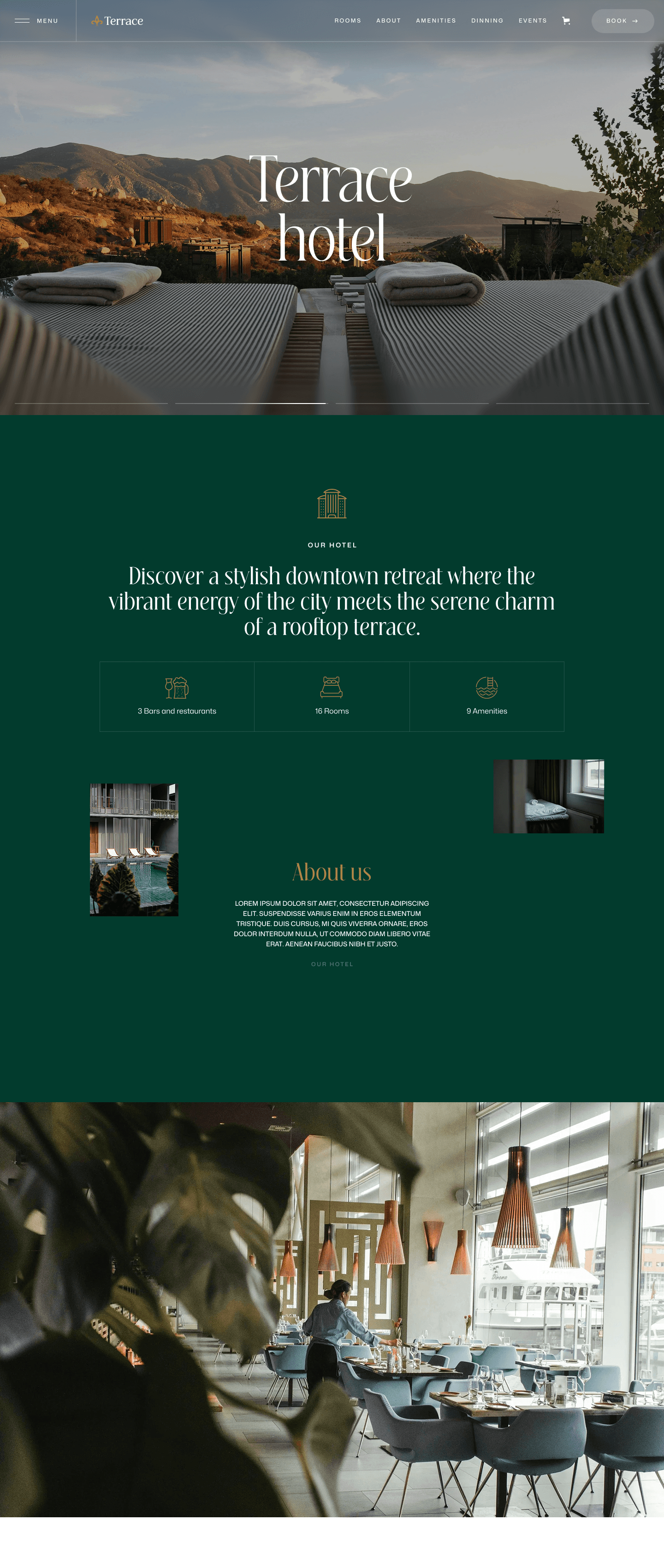 Screenshot of Terrace hotel resort webflow template