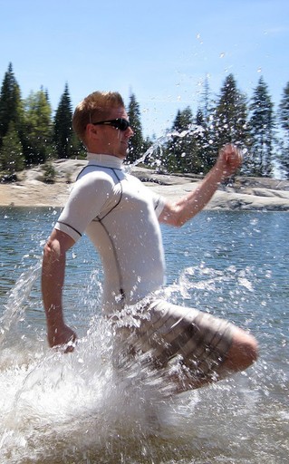 Holland attempting to run on water and failing.