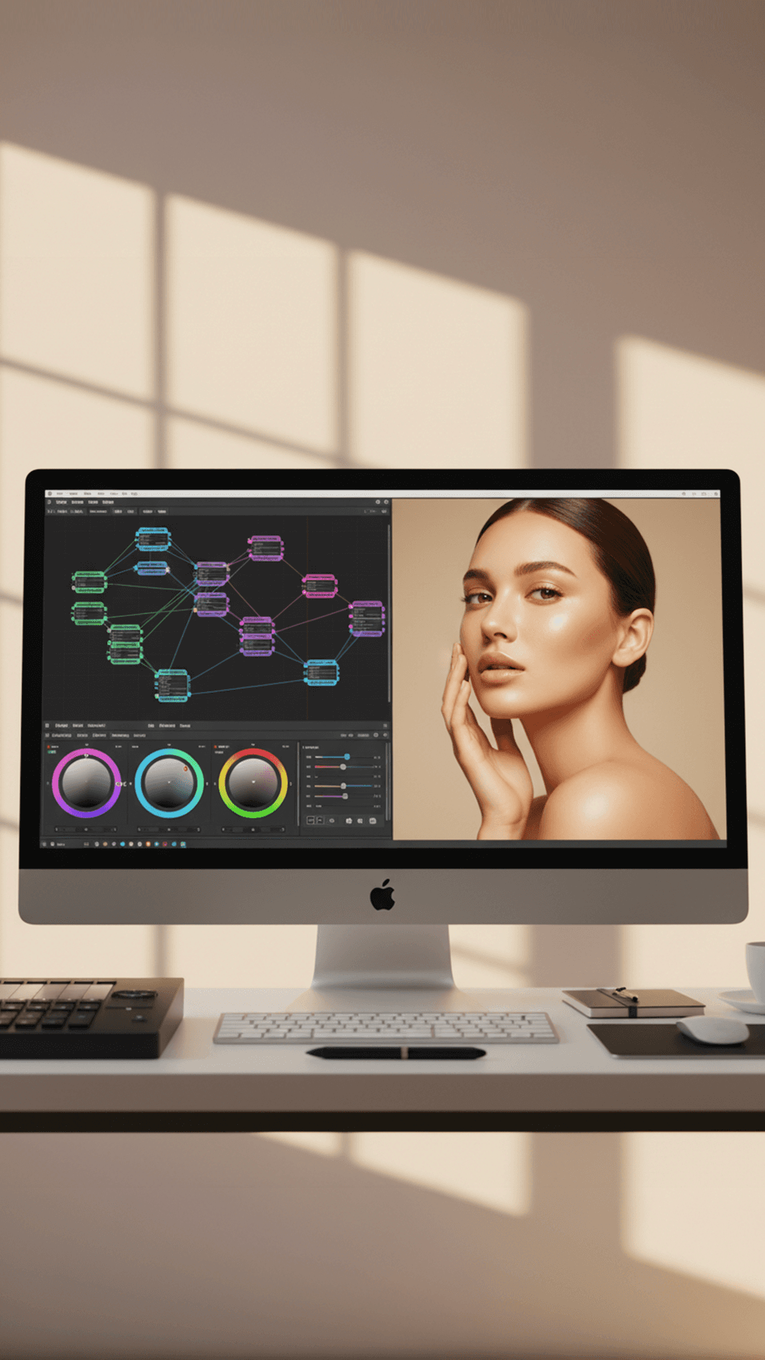 Portrait of a laughing person with curly hair wearing a white shirt