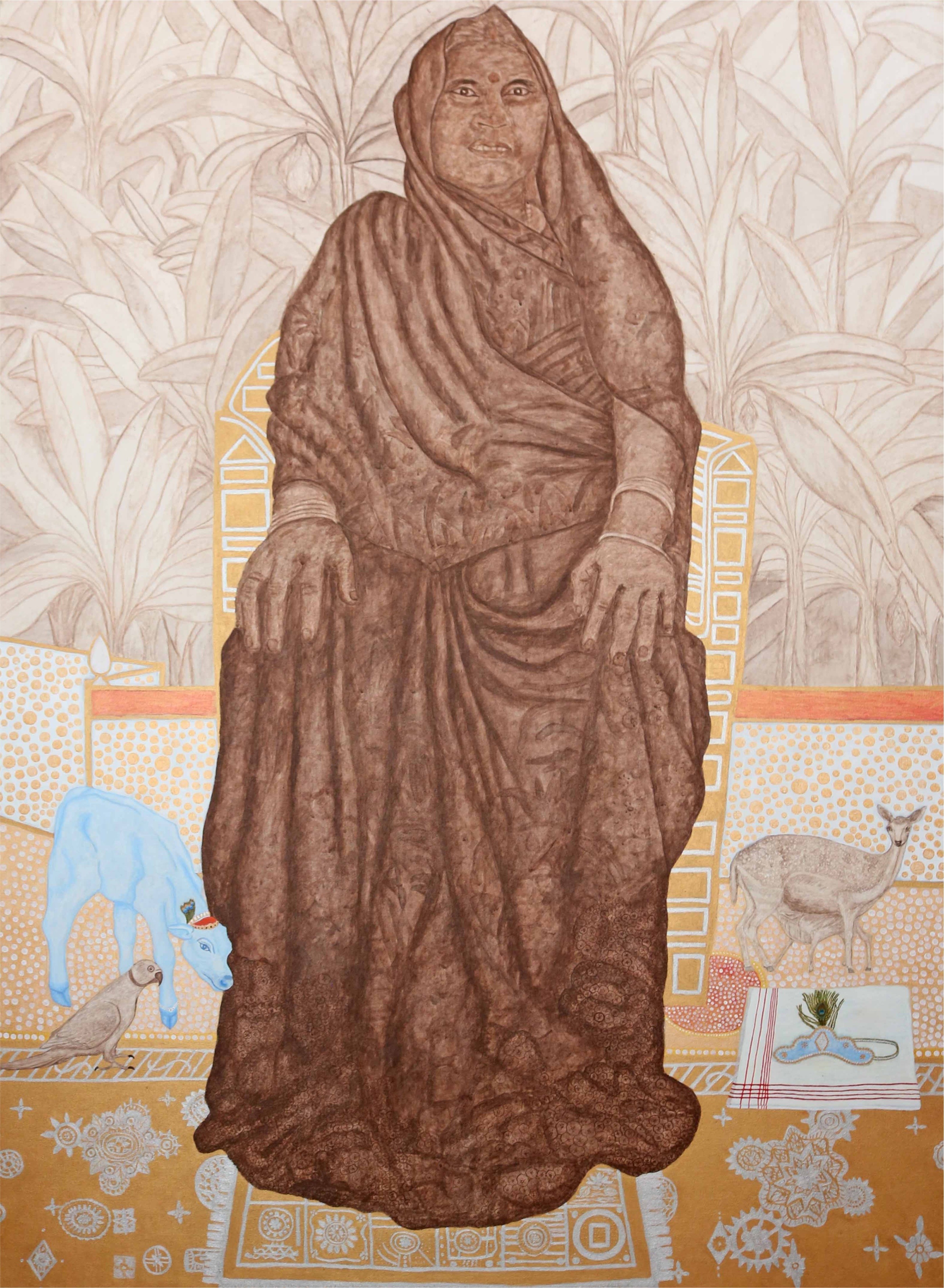 herd of sheep on road painting